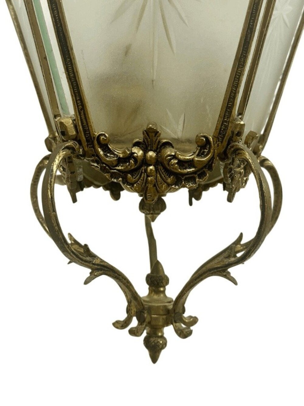 Vintage Spanish Rococo Style Etched Glass Wired Pendant Light - Picture 7 of 12
